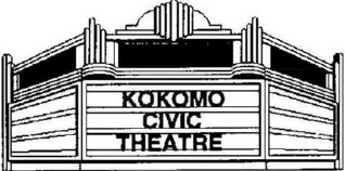Black and white illustration of the Kokomo Civic Theatre sign